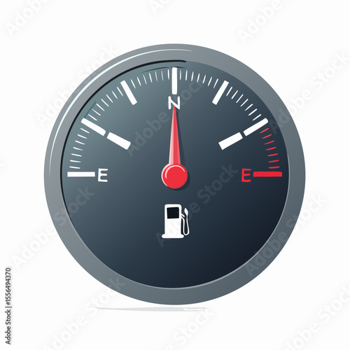 A fuel gauge showing empty with red warning light
