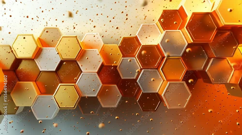 Motif Géométrique Hexagonal Abstrait avec Effet 3D et Dégradés Miel