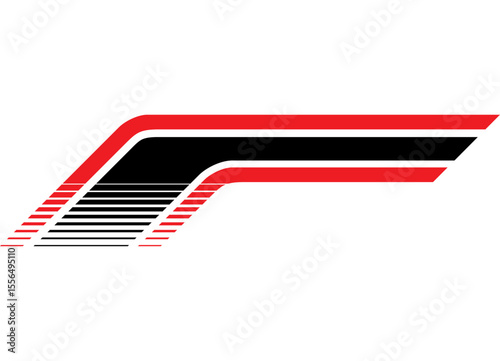 Red and black striped vector pattern for car body, boat, motorcycle, sportswear, toy, sports design element. Racing stripe. thin lines