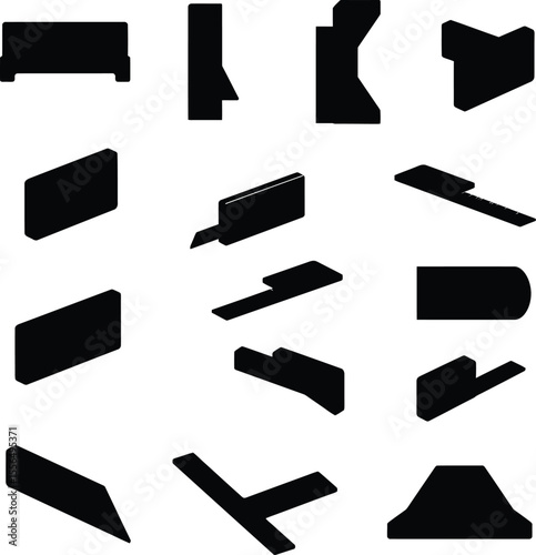 Diverse vector illustration set of speed squares and other carpentry measuring tools, essential for woodworking, construction, and precise angle marking and layout.