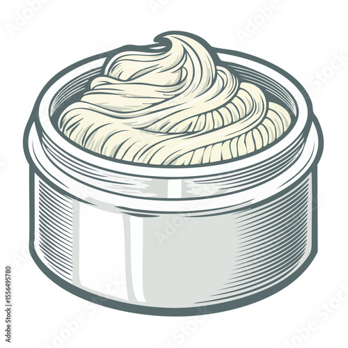 Cream in a jar cosmetic product skin care moisturizer illustration vector, spa product container beauty treatment design element