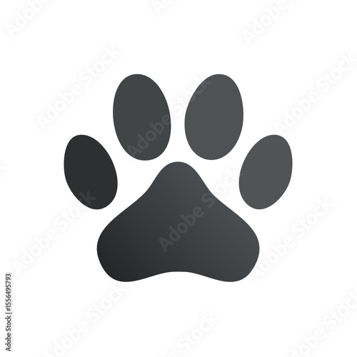 Animal paw print icon design on solid black background for pets veterinary or wildlife themes simple elegant graphic
