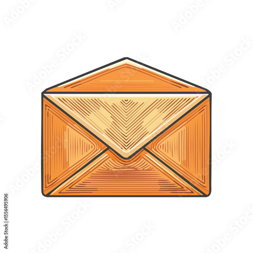 Stylish open envelope illustration for graphic design and communication concepts in cartoon style offering message and correspondence delivery