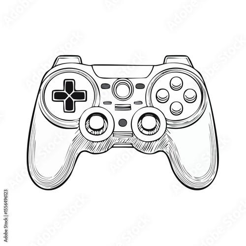 White Video Game Controller Drawing on Black Background for Entertainment and Recreation