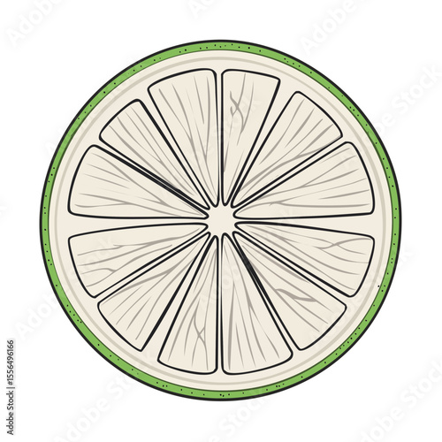 Lime slice illustration vibrant green citrus fruit wedge healthy food ingredient cartoon style beverage garnish tropical flavor graphic