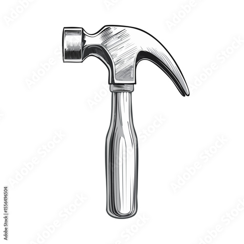 Metal Claw Hammer Graphic Illustration for Construction DIY and Home Improvement Projects Isolated on Black Background