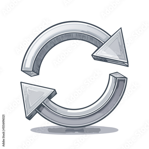 Stylized Arrows Circular Motion Rotation Direction Process Refreshing Symbol