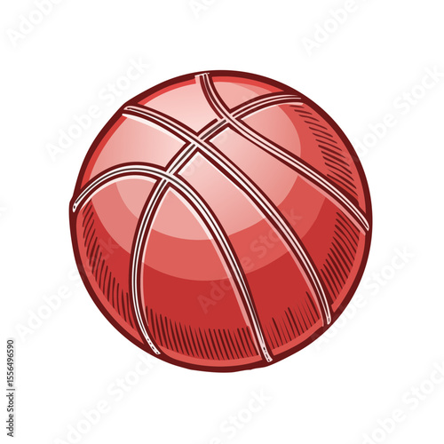 Sporty red basketball illustration on black backdrop for game promotions and athletic concepts simple graphic design