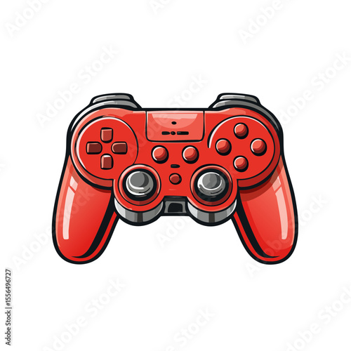 Red Video Game Controller Illustration Isolated on Black Background for Console Gaming and Digital Entertainment