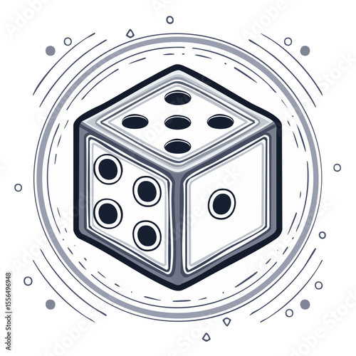 Stylized Dice Illustration Showing Numbers Five Four and One for Board Games Gambling and Chance