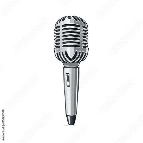 Retro Microphone Illustration Isolated on Black Background Music Recording Equipment