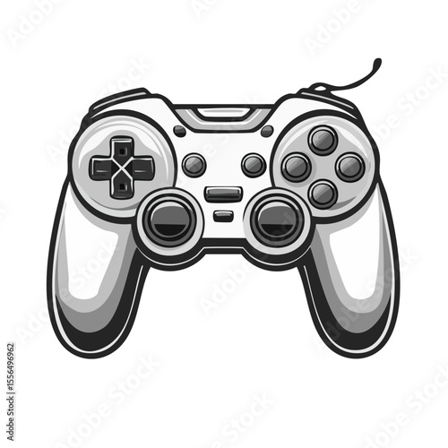 White Gamepad Controller Illustration on Black Background with Buttons and D-Pad