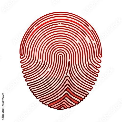Red Fingerprint Illustration on Black Background, Identity Verification System, Security Concept