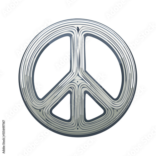 Peace Symbol Emblem Artistic Metallic Design Isolated on Black Background Illustration