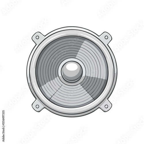 Isolated Speaker Icon on Black Background in Silver, Grey and White Colors