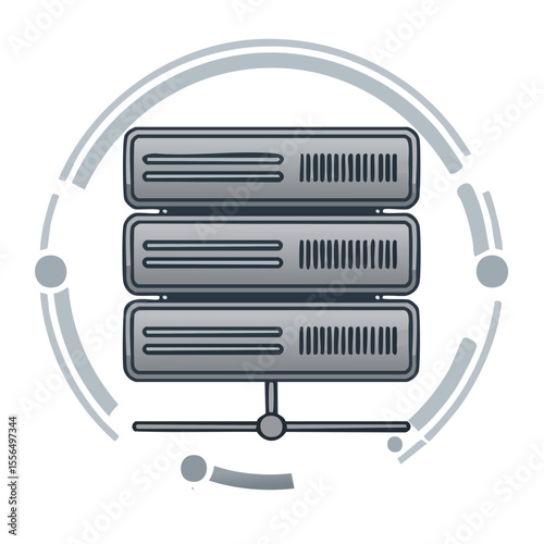 Data Server Illustration Network Connection Servers Hosting Cloud Computing System Technology