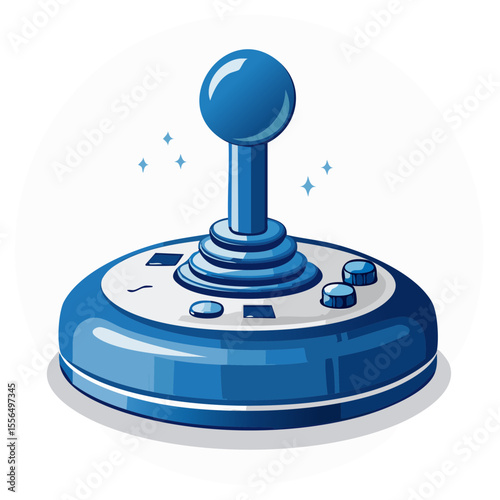 Blue joystick illustration for video games entertainment with buttons and control stick
