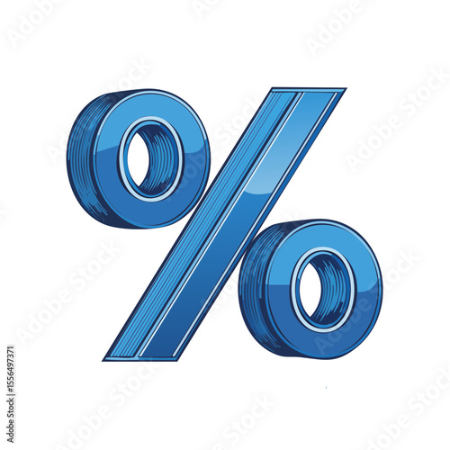 Blue Stylish Percentage Sign with Black Background Graphic Illustration Symbol Representation Discount Rate Sale Offer Calculation