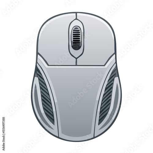 Isometric White Computer Mouse Peripheral Device for Gaming and Productivity on Black Backdrop