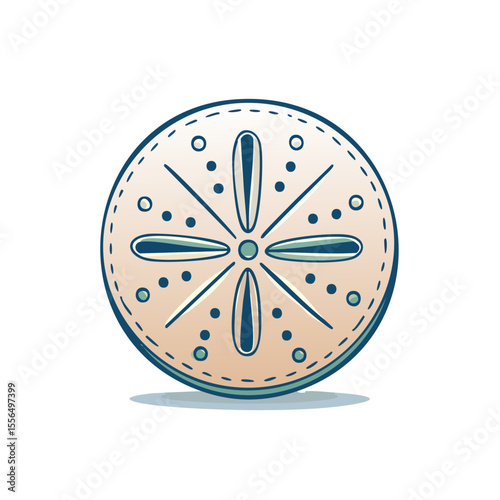 Stylized Sand Dollar Icon Graphic Isolated on Black Background Depicting Marine Life  Coastal Design and Summer Vacation