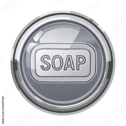 Shiny metallic soap emblem illustration hygiene bath cleanliness design icon