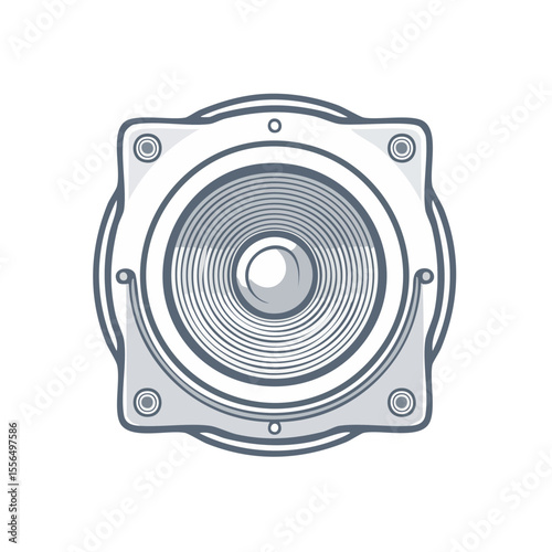 Loudspeaker Illustration with Graphic Design Elements for Music Audio Playback