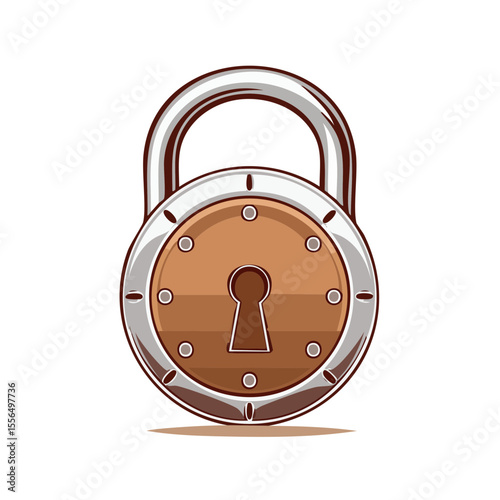 Illustration of a closed padlock with keyhole and silver shackle on a black background