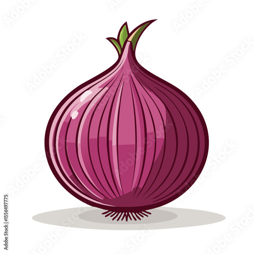 Vibrant Red Onion with Detailed Vector Illustration on Black Background