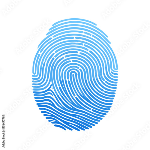 Unique blue fingerprint on black background biometric identification and security concept detailed personal information and individual identity mark