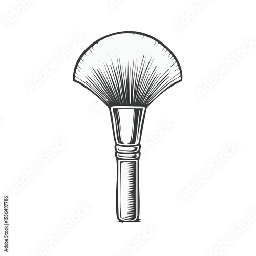 Cosmetic Brush Illustration for Makeup and Beauty Application Isolated on Black Backdrop