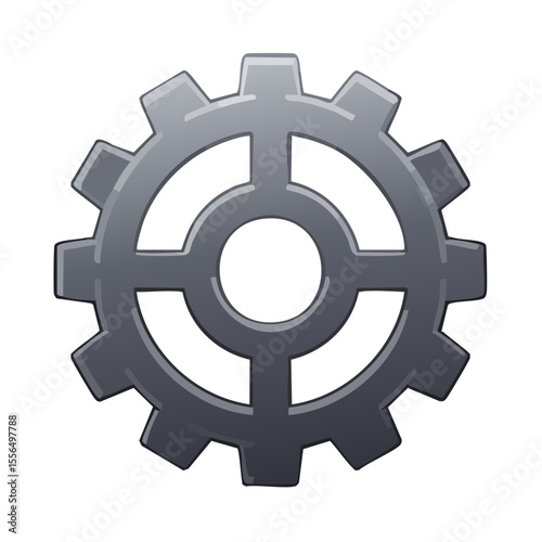 Gear illustration on black background, machine part and component engineering concept