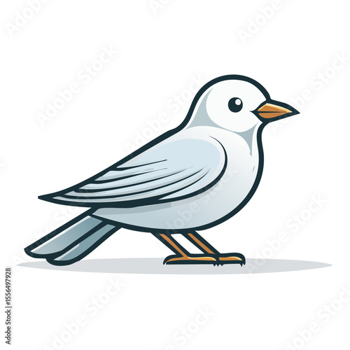Stylized vector illustration of a white bird Standing Still Against dark backdrop design element for avian themes and nature projects