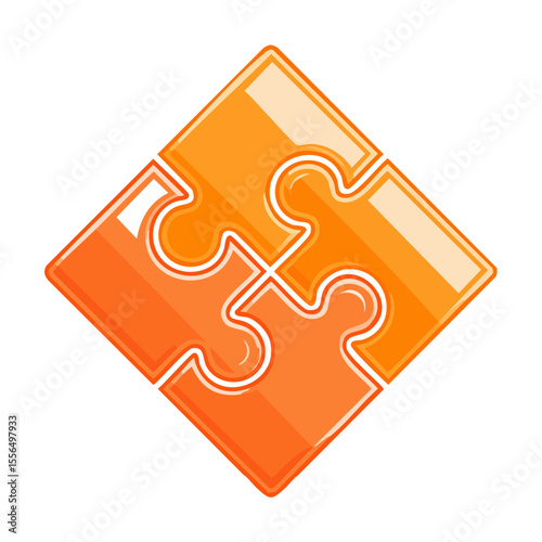 Orange puzzle pieces forming square illustration teamwork concept solution connection strategy cooperation integration problem solving