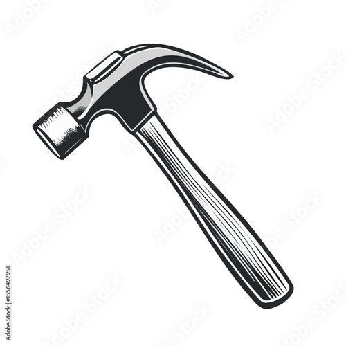 Isolated claw hammer construction tool on a black background for building and repair