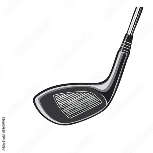 Illustration of a golf iron isolated against a black backdrop ready for sports and recreation