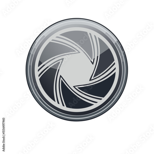 Aperture Icon: Circular Design Representing Photography and Optical Technology on Black Background