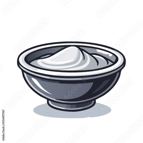Stylized Pedestal Bowl Full of Creamy White Dessert or Topping