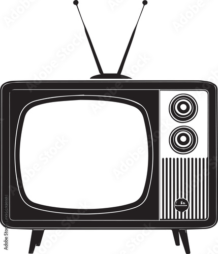 Retro vintage television set with antenna and screen isolated on a white background, TV icon, TV vector, for free