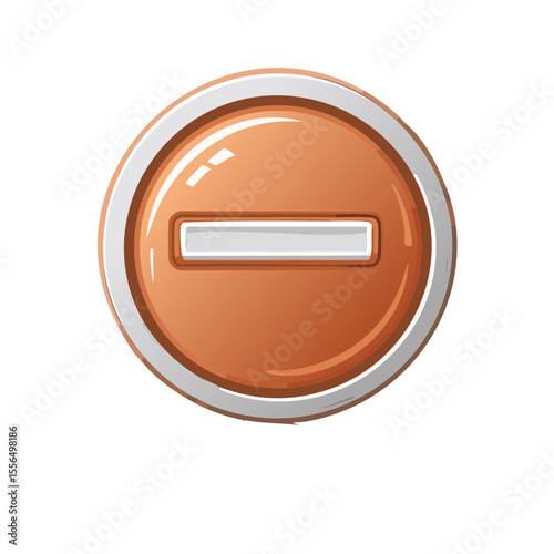 Cartoon Illustration of Minus Symbol Design Element Round Shape in Brown and White with Stroke Style  Isolated on Black Background