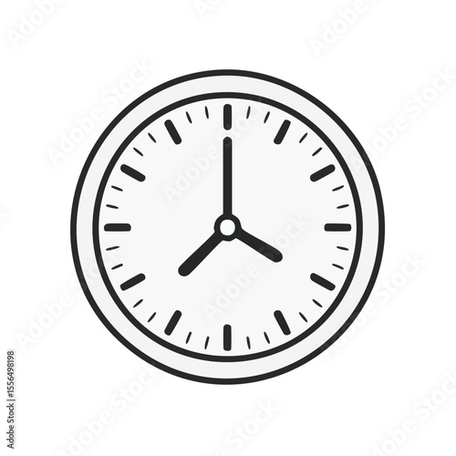 Classic Clock Illustration Displaying the Time in White and Black over a Black Background