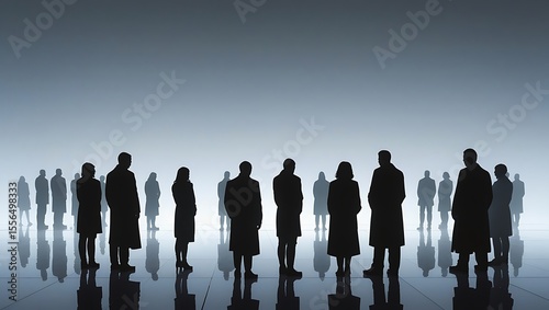 Community and Society: Silhouetted Figures Against a Bright Background