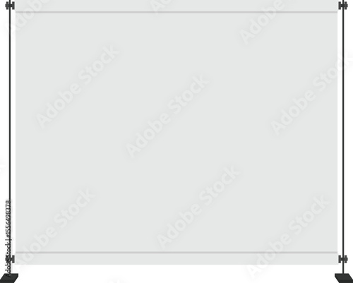 Flat Vector Illustration of Extra Wide Gray Banner on Stand for Exhibition, Presentation, Editable Marketing Template