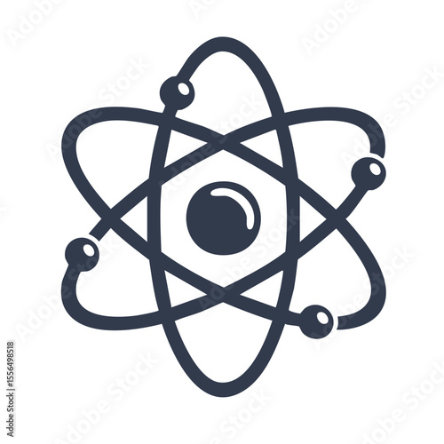 Conceptual Atom Structure with Nucleus and Orbiting Electrons on a Black Background