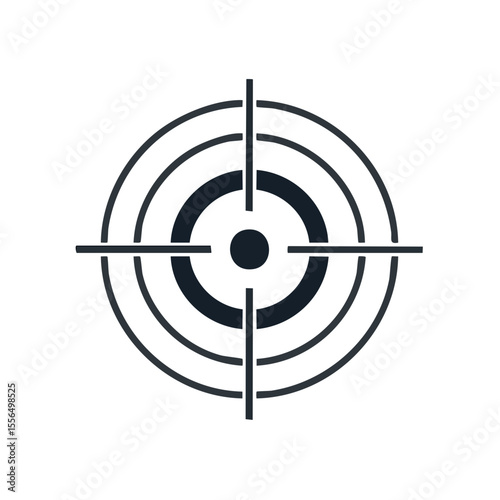 Isolated target graphic on black background aiming and accuracy concept for business strategy or marketing goal achievement
