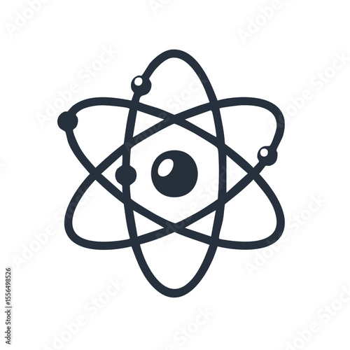 Dark Symbol of Atom on a Black Background with Electrons