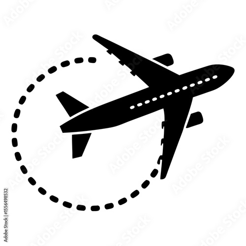 Icon of a cargo plane flying with dotted path vector on white background