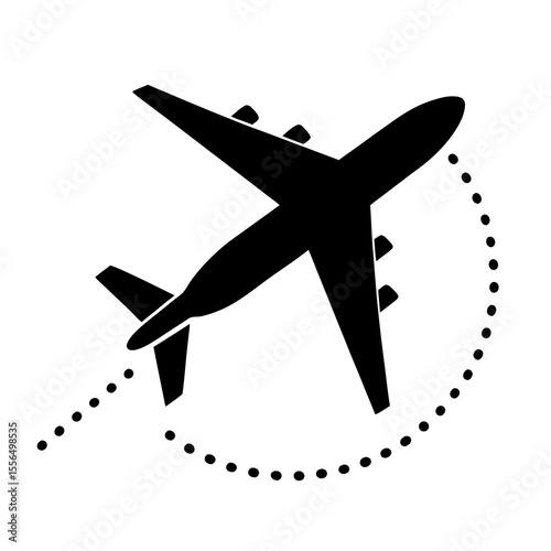 Icon of a cargo plane flying with dotted path vector on white background