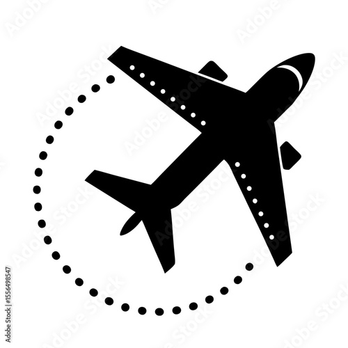 Icon of a cargo plane flying with dotted path vector on white background