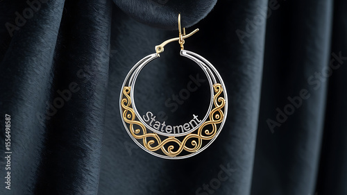 Statement earrings, gold and silver filigree.
