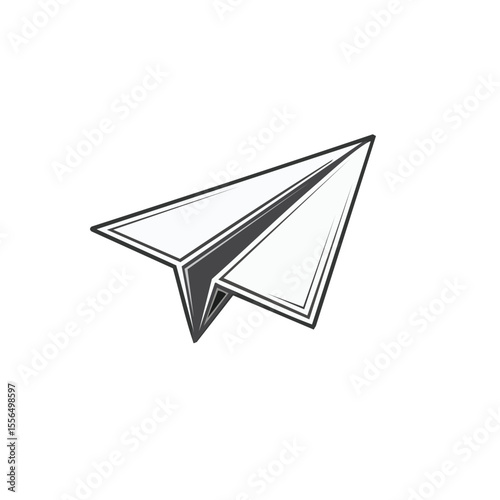 Paper airplane illustration on black background minimalist style and modern design for travel and childhood concept